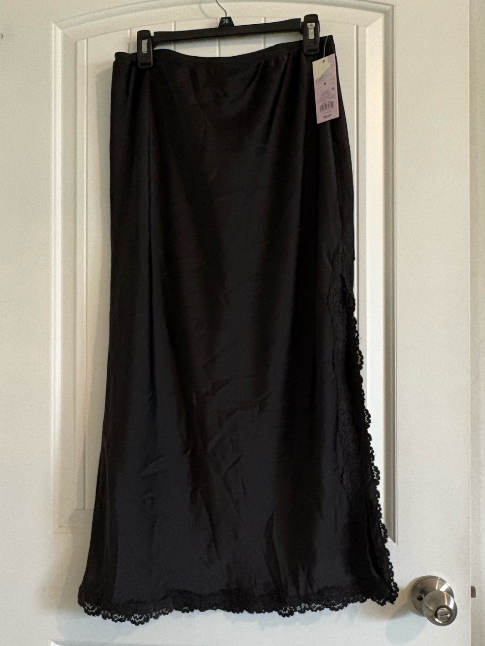 wild fable Black Midi Skirt with Lace Trim